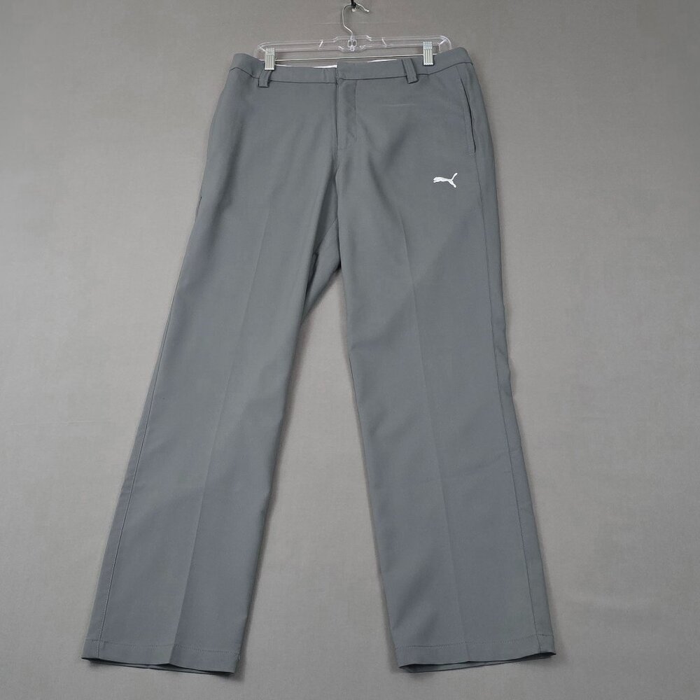 Puma Golf Performance Pants Gray Mens 32x32 Stretch Moisture Wicking Flat Front
